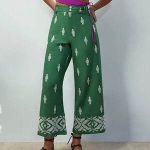 Zara Linen Blend Culottes Size L in Green